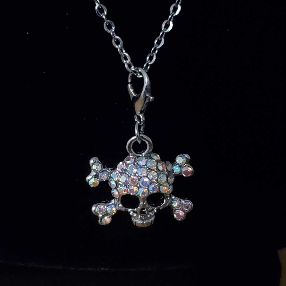 Rhinestone Skull x Crossbones Necklace